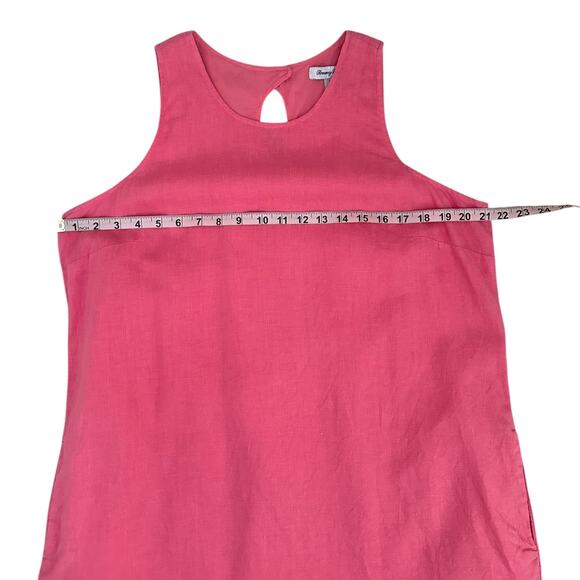 Tommy Bahama Pink Linen Shift Dress Large Sleeveless Pockets Lined Beach Resort - Picture 6 of 11